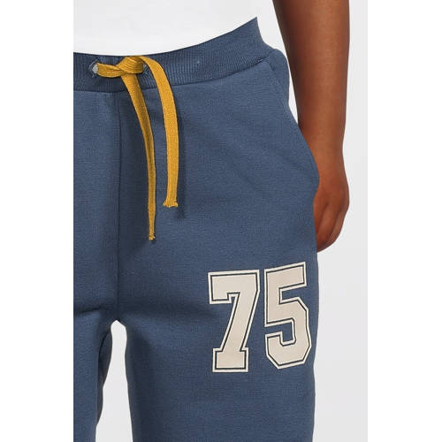 name it MINI regular fit broek met tekst grijsblauw Jongens Sweat Tekst 92