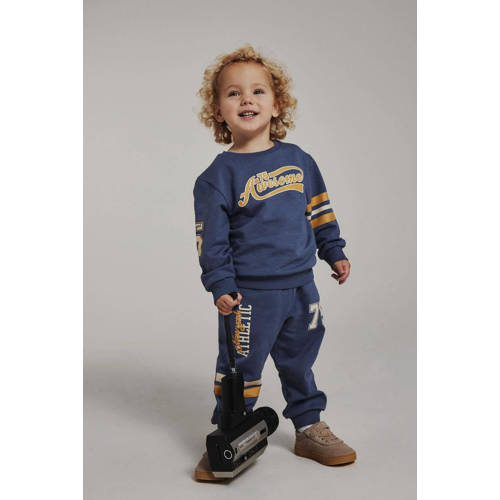 name it MINI regular fit broek met tekst grijsblauw Jongens Sweat Tekst 92