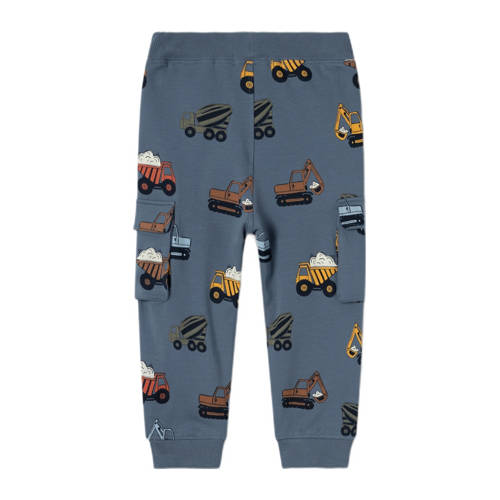 Name it MINI regular fit cargobroek NMMNAPPE met all over print grijsblauw Jongens Sweat 110