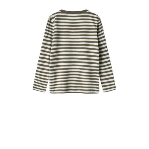 Name it MINI gestreepte longsleeve NMMVILLY groen wit Jongens Katoen Ronde hals 110