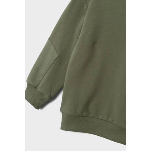 name it MINI sweater olijfgroen Effen 98 | Sweater van