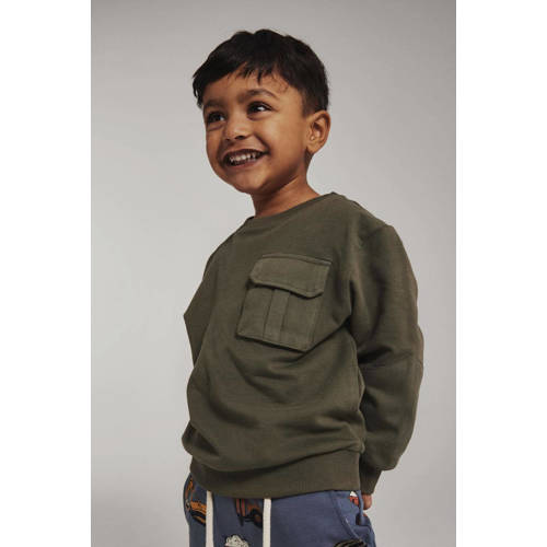 name it MINI sweater olijfgroen Effen 98 | Sweater van