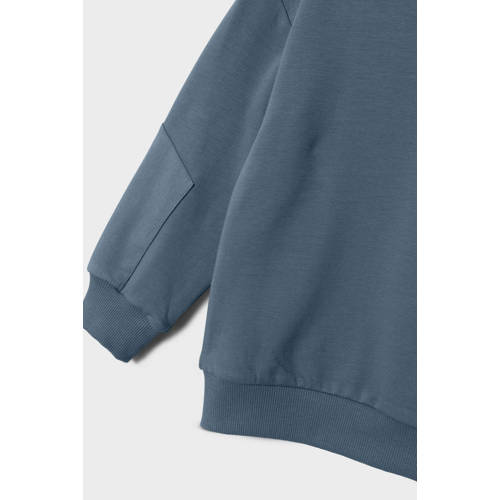 name it MINI sweater grijsblauw Effen 116 | Sweater van