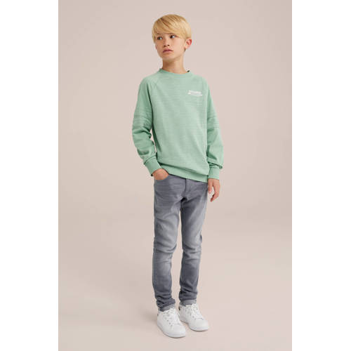WE Fashion skinny jeans light grey denim Grijs Jongens Stretchdenim Effen 146