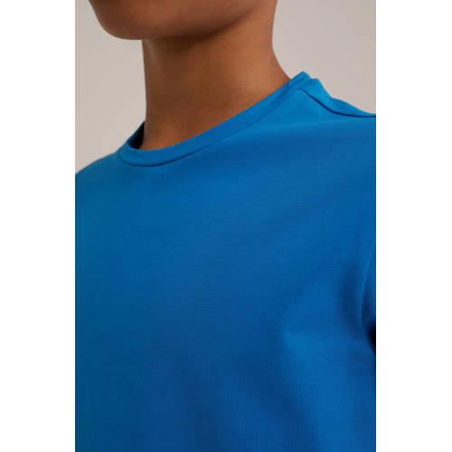 WE Fashion T-shirt Blauw Jongens Stretchkatoen Ronde hals Effen 110 116