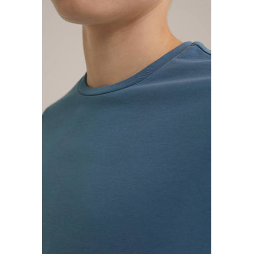 WE Fashion T-shirt Blauw Jongens Stretchkatoen Ronde hals Effen 98 104