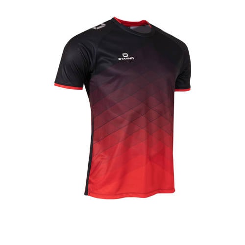 Stanno junior voetbalshirt Altius zwart/rood Sport t-shirt Jongens/Meisjes Polyester Ronde hals