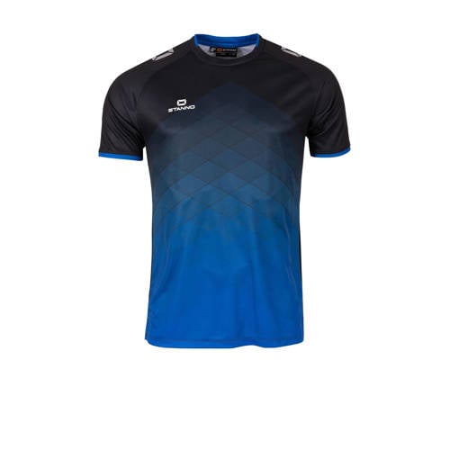 Stanno junior voetbalshirt Altius zwart/blauw Sport t-shirt Jongens/Meisjes Polyester Ronde hals