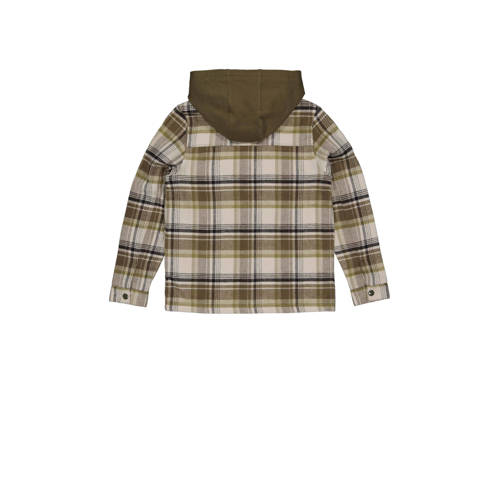 LEVV overhemd NIGEL met all over print beige olijfgroen zwart Bruin Jongens Katoen Capuchon 122
