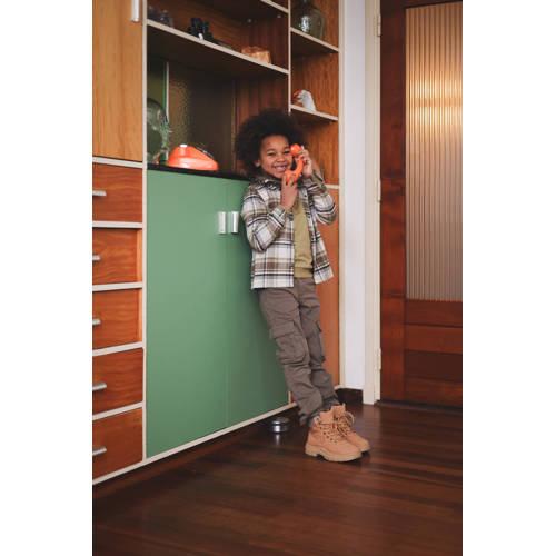 LEVV overhemd NIGEL met all over print beige olijfgroen zwart Bruin Jongens Katoen Capuchon 122