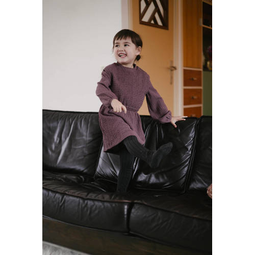 LEVV jurk PAM oudroze Rood Meisjes Polyester Ronde hals Effen 134