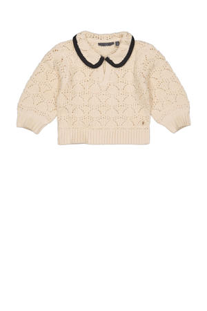gebreide sweater PIBBE met contrastbies ecru/zwart