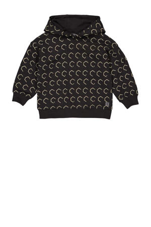 hoodie met all over print donkergrijs/beige
