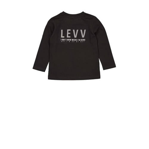LEVV geweven longsleeve PALMER donkergrijs Jongens Katoen Ronde hals Effen 110