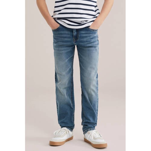 WE Fashion Blue Ridge regular fit jeans medium blue denim Blauw Jongens Stretchdenim - maat 110 afbeelding