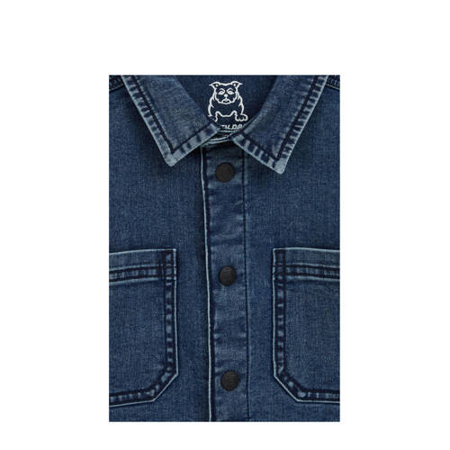 WE Fashion overhemd blue denim Blauw Jongens Katoen Klassieke kraag Effen 146 152