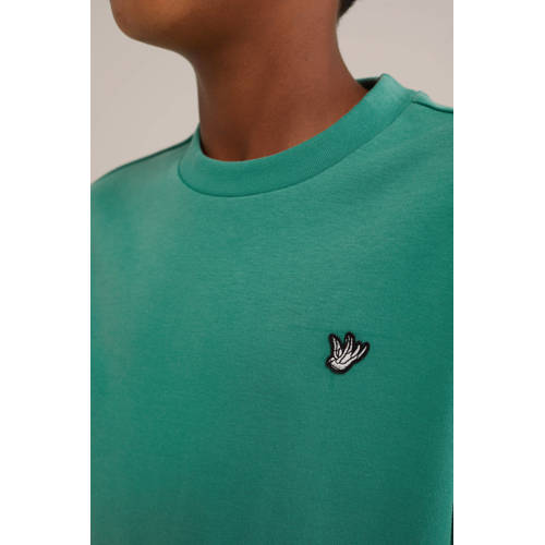 WE Fashion T-shirt Groen Jongens Katoen Ronde hals Effen 98 104