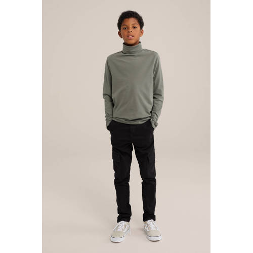 WE Fashion longsleeve Groen Jongens Stretchkatoen Col Effen 110 116