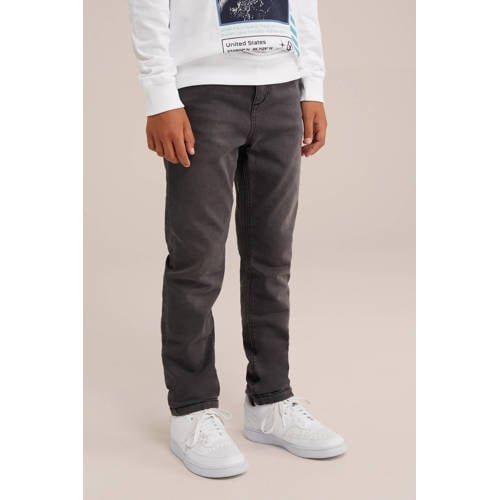 WE Fashion Blue Ridge regular fit jeans grey denim Grijs Jongens Stretchdenim - maat 110 afbeelding