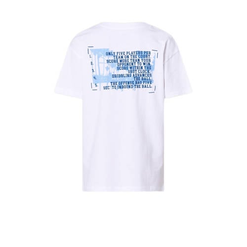 Shoeby T-shirt met backprint wit Jongens Katoen Ronde hals Backprint 110 116