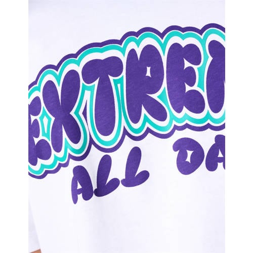 Shoeby T-shirt met backprint wit Jongens Katoen Ronde hals Backprint 98 104