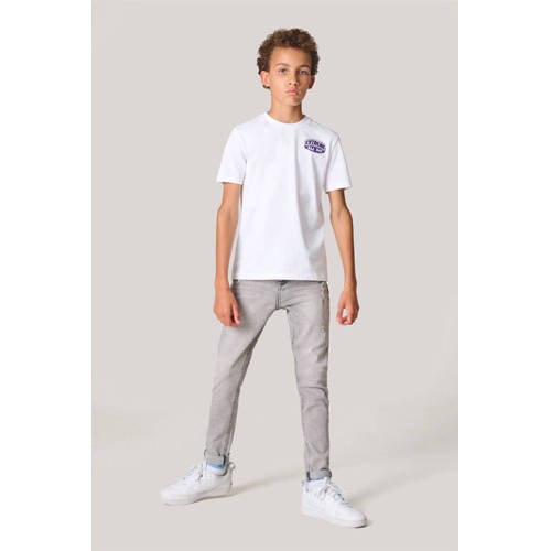 Shoeby T-shirt met backprint wit Jongens Katoen Ronde hals Backprint 98 104