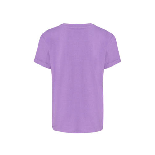 Shoeby T-shirt met printopdruk paars Meisjes Katoen Ronde hals Printopdruk 110 116