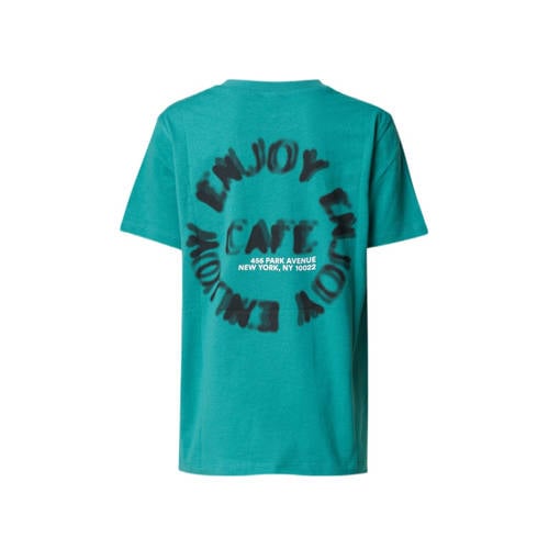 Shoeby T-shirt met backprint groen Jongens Katoen Ronde hals Backprint 146 152