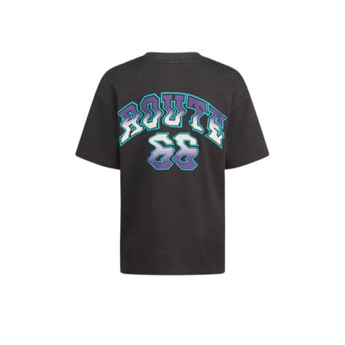 Shoeby T-shirt met backprint antraciet Grijs Jongens Katoen Ronde hals 170 176