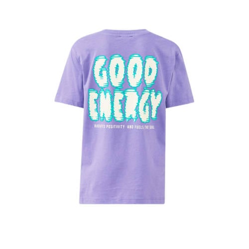 Shoeby T-shirt met backprint paars Jongens Katoen Ronde hals Backprint 98 104