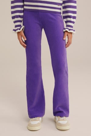 fluwelen flared broek donkerpaars