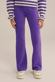 thumbnail: WE Fashion velours flared broek donkerpaars