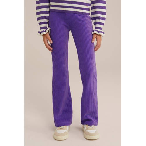 WE Fashion velours flared broek donkerpaars Meisjes Corduroy Effen