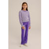 WE Fashion fluwelen flared broek donkerpaars
