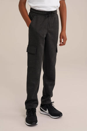 gemêleerde slim fit joggingbroek black melange