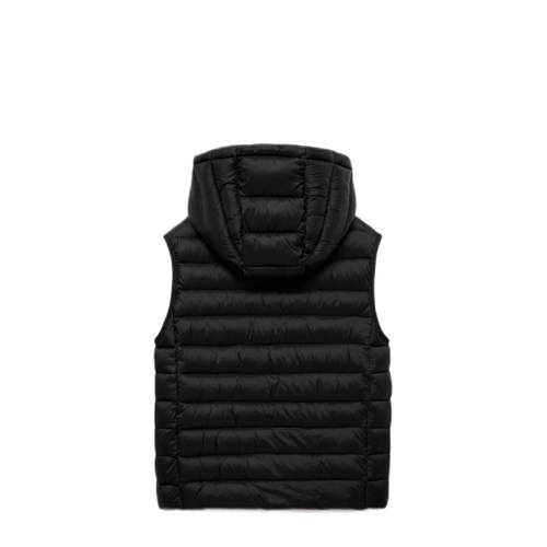 Mango Kids bodywarmer zwart Jongens Polyamide Capuchon Effen 152