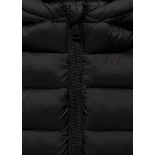 Mango Kids bodywarmer zwart Jongens Polyamide Capuchon Effen 152