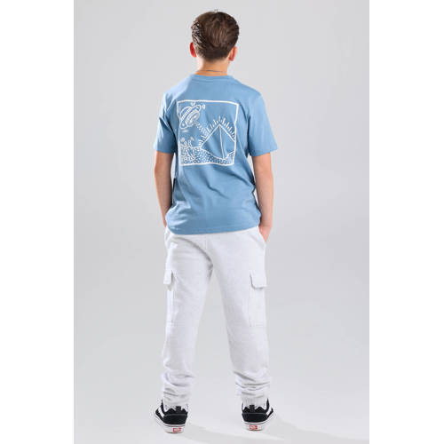 America Today T-shirt met backprint lichtblauw wit Jongens Katoen Ronde hals 170 176