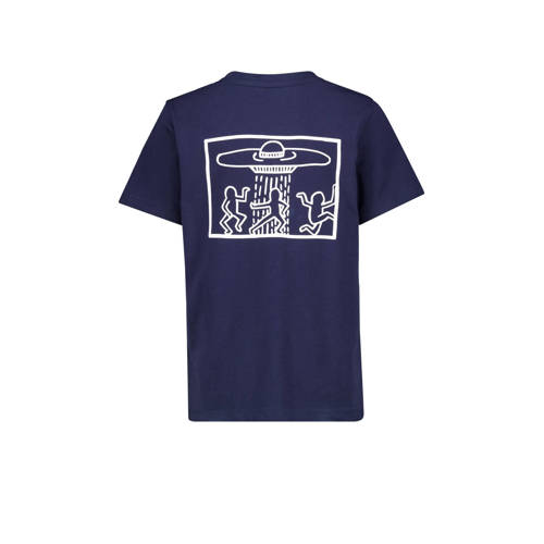 America Today T-shirt met backprint donkerblauw wit Jongens Katoen Ronde hals 158 164