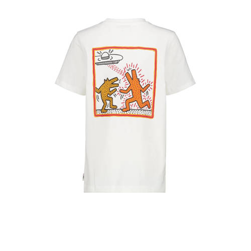America Today T-shirt met backprint ecru oranje zwart Jongens Katoen Ronde hals 170 176