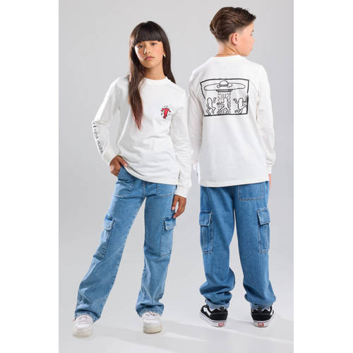 America Today longsleeve met backprint ecru Jongens Katoen Ronde hals Backprint 134 140