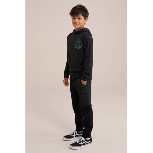 WE Fashion joggingbroek zwart Jongens Katoen Effen 134