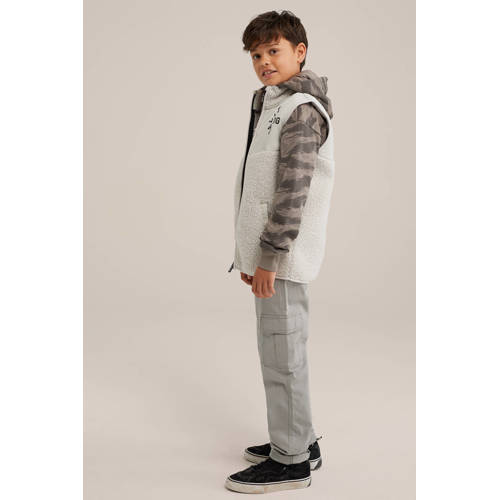 WE Fashion sweater ecru Jongens Polyester Opstaande kraag Effen 158 164