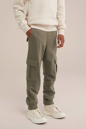 slim fit cargobroek olijfgroen