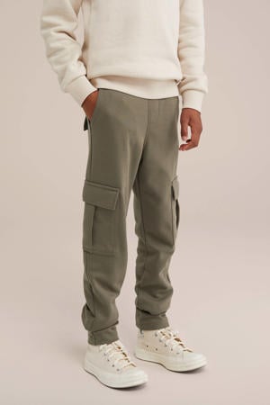 slim fit cargobroek olijfgroen