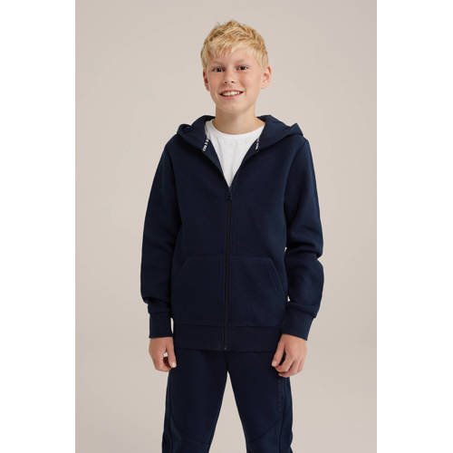 WE Fashion sweatvest donkerblauw Effen 146 152 | Vest van