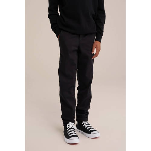 WE Fashion slim fit broek zwart Jongens Katoen Effen - maat 110 afbeelding