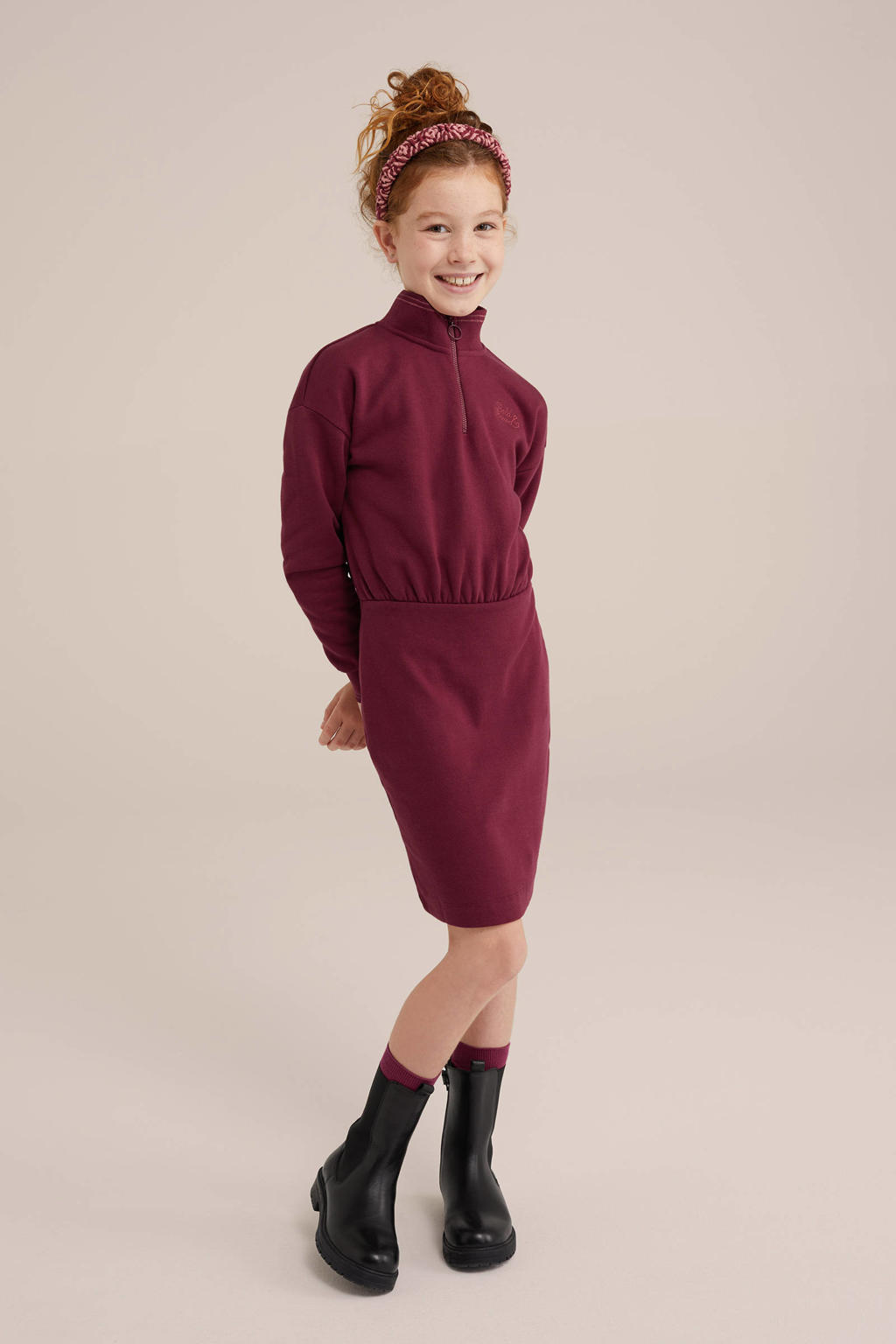 WE Fashion jurk donkerrood