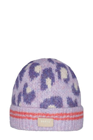 muts met panterprint lila