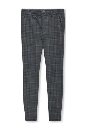 geruite tapered fit broek KOBMARK donkerblauw